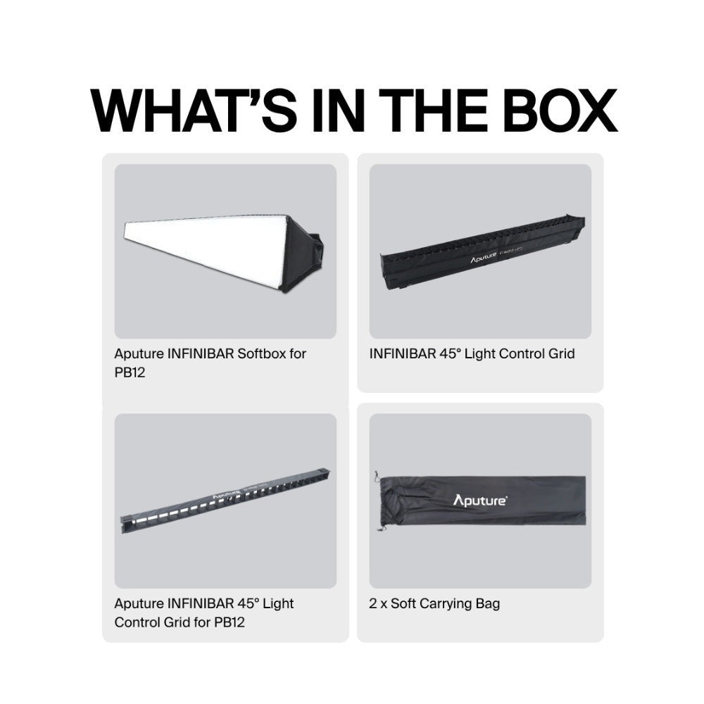 Aputure INFINIBAR PB12 Softbox and Light Control Fabric Grid PB12