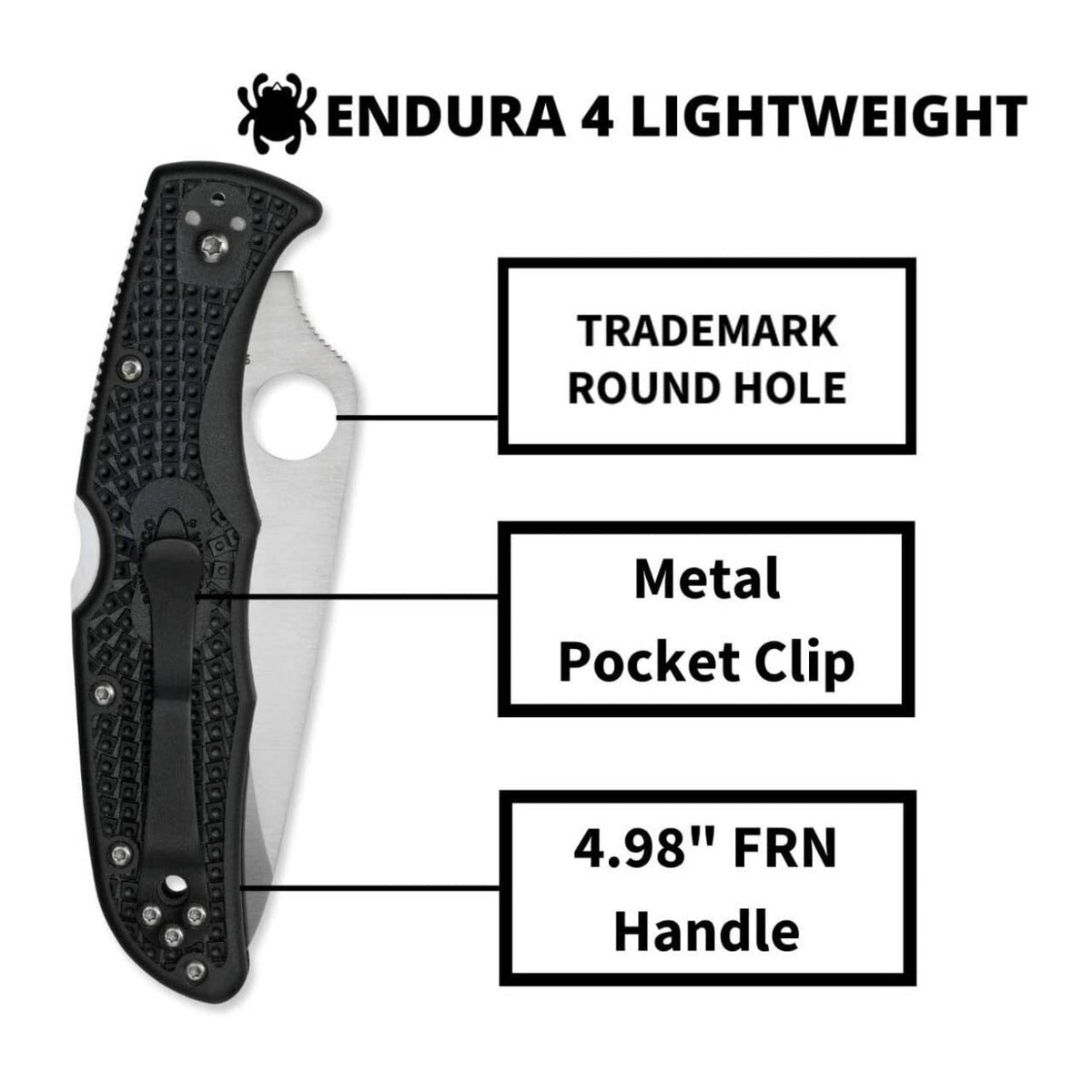 Spyderco Endura 4 3.80-Inch Steel Durable Blade Signature Serrated Knife (Black)