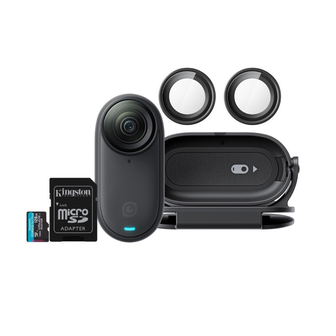 Insta360 GO 3S Action Camera (128GB, Midnight Black) with Lens Guard and 128GB Memory Card Bundle