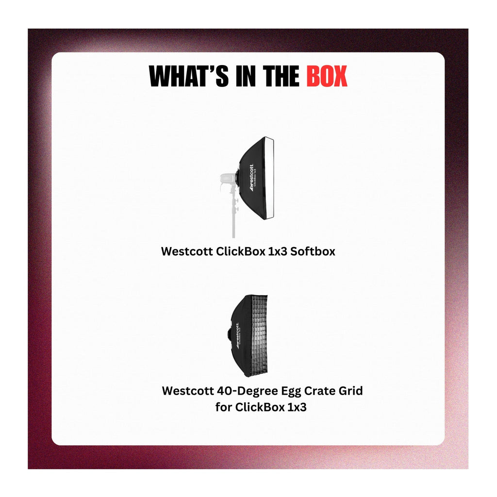 Westcott ClickBox 1x3 Softbox with Bowens S-Mount and 40-Degree Egg Crate Grid