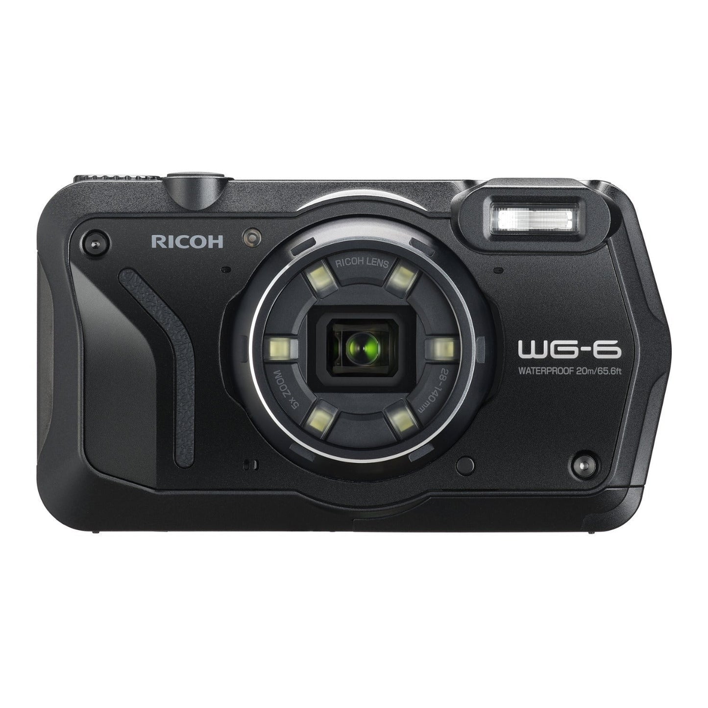 Ricoh WG-6 Digital Camera (Black) with Gadget Bag with Cleaning Kit and 64GB Memory Card