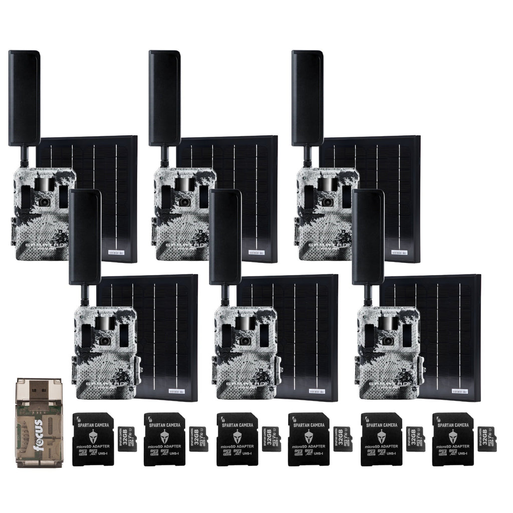 Spartan GoLive2 4G/LTE Trail Camera 6-Pack Bundle with Solar Panel & Accessories