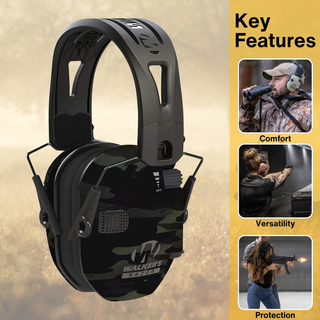 Walker's Razor Slim Electronic Muff (Multicam Gray Camo, 2-Pack) Bundle