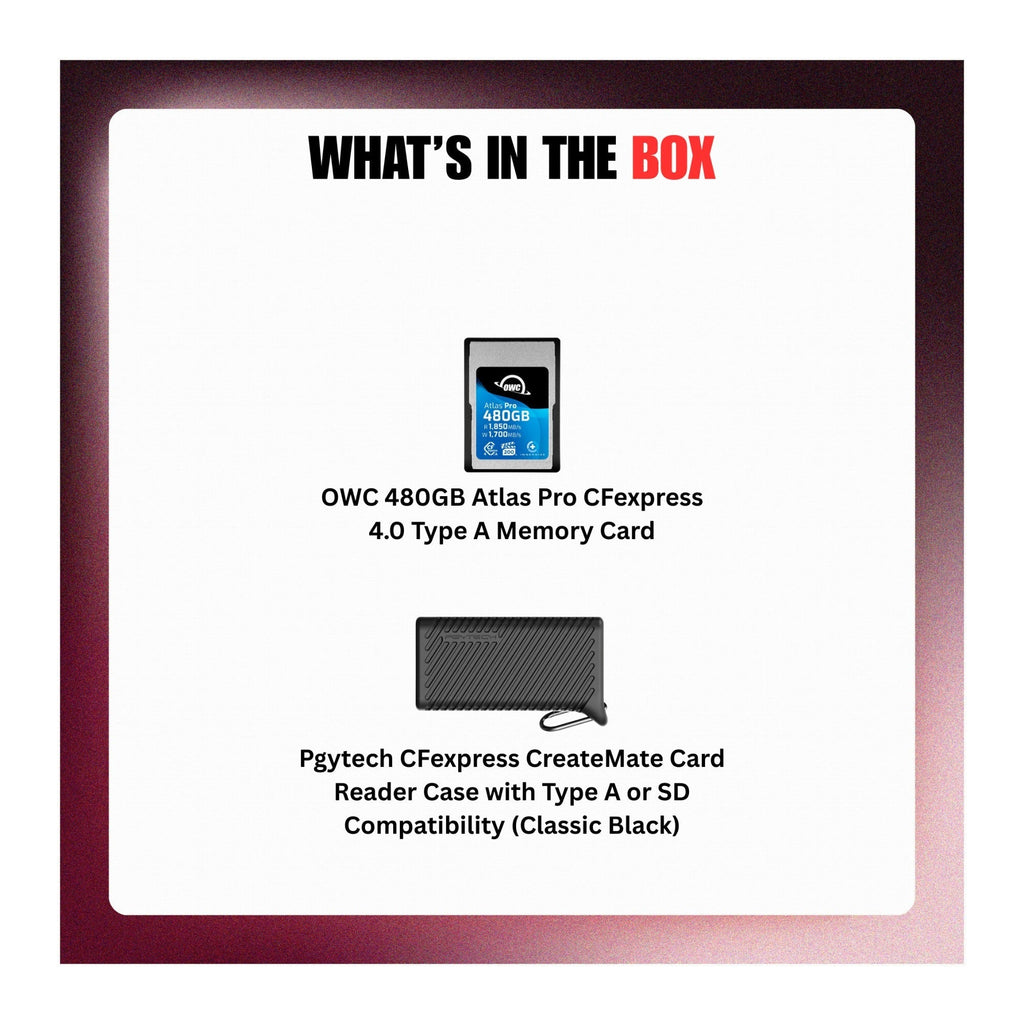 OWC 480GB Atlas Pro CFexpress 4.0 Type A Memory Card with Card Reader Bundle