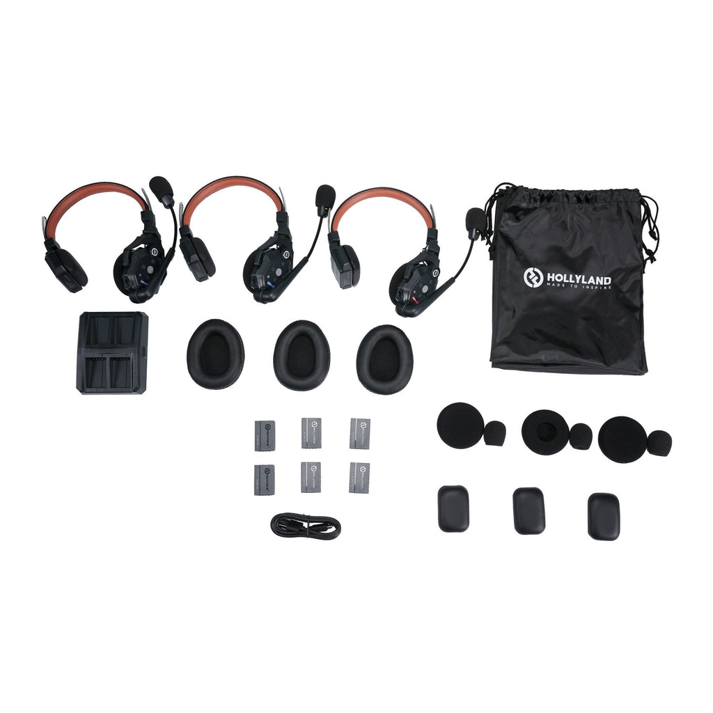 Hollyland Solidcom C1 Pro-3S 1100-Feet Full-Duplex ENC Wireless Intercom System with 3 Headsets
