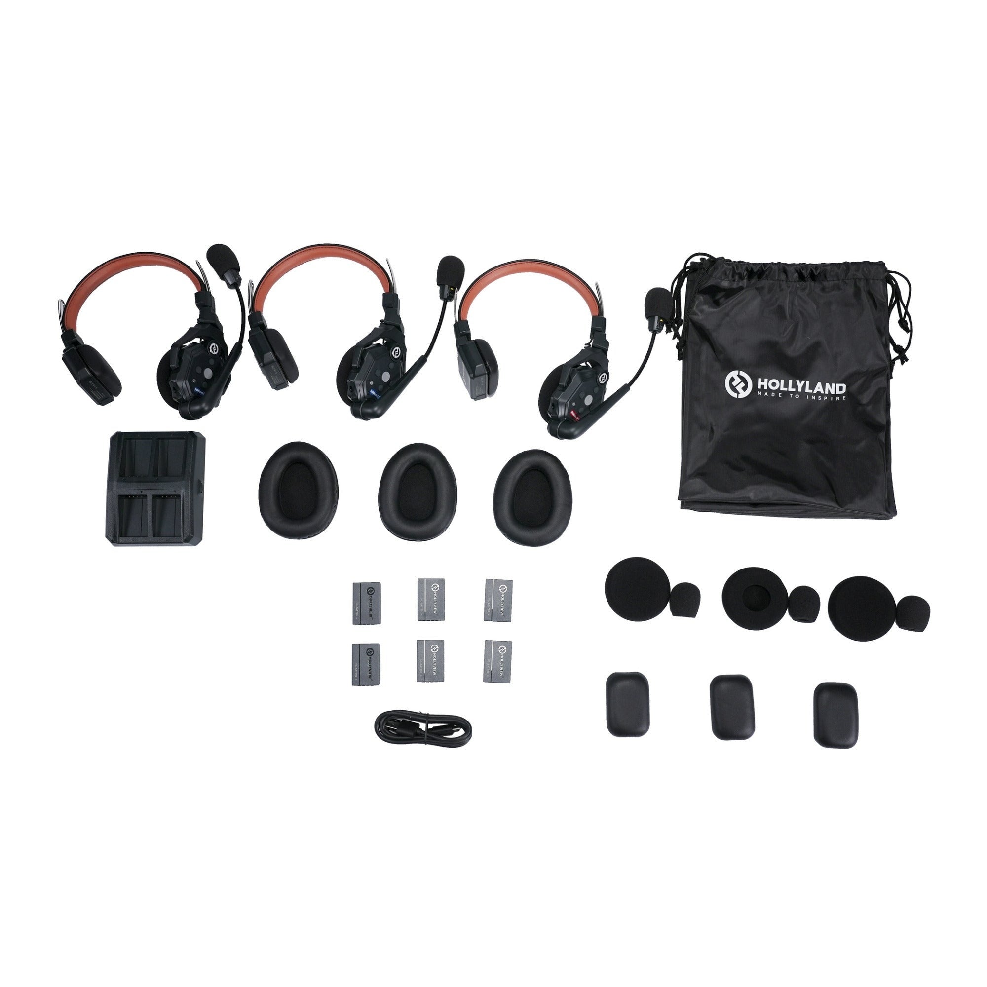 Hollyland Solidcom C1 Pro-3S 1100-Feet Full-Duplex ENC Wireless Intercom System with 3 Headsets