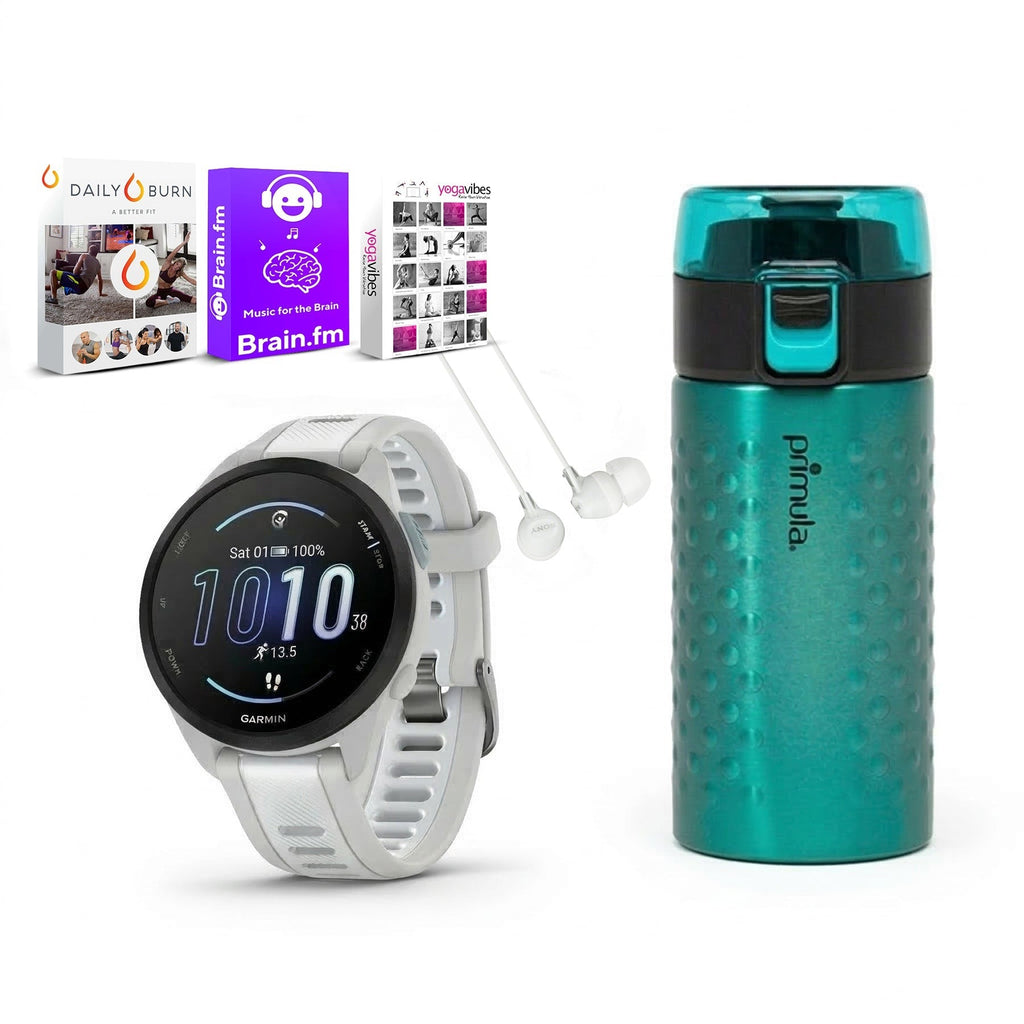 Garmin Forerunner 165 Music GPS Smartwatch (Whitestone) w/ Accessories Bundle