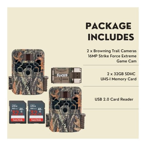 Browning Trail Cameras Strike Force Extreme 16 MP Game Camera (2-Pack) Bundle