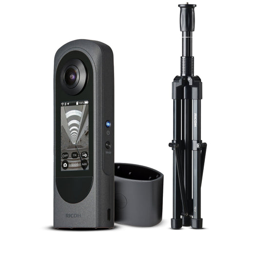 Ricoh THETA X 360-Degree Camera with TD-2 Telescopic Stand and Lens Cap Bundle