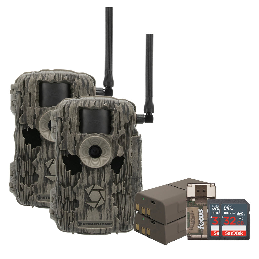Stealth Cam 36MP Fusion Max Cellular Trail Camera 2-Pack with Fieldmax Lithium 2-Pack Bundle