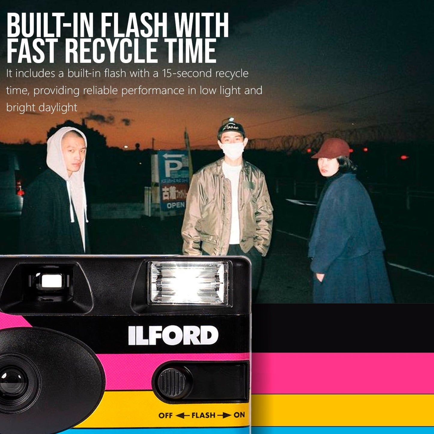 Ilford Ilfocolor Rapid Retro Single Use Camera with 31mm Optical Lens (Black, 5-Pack) Bundle