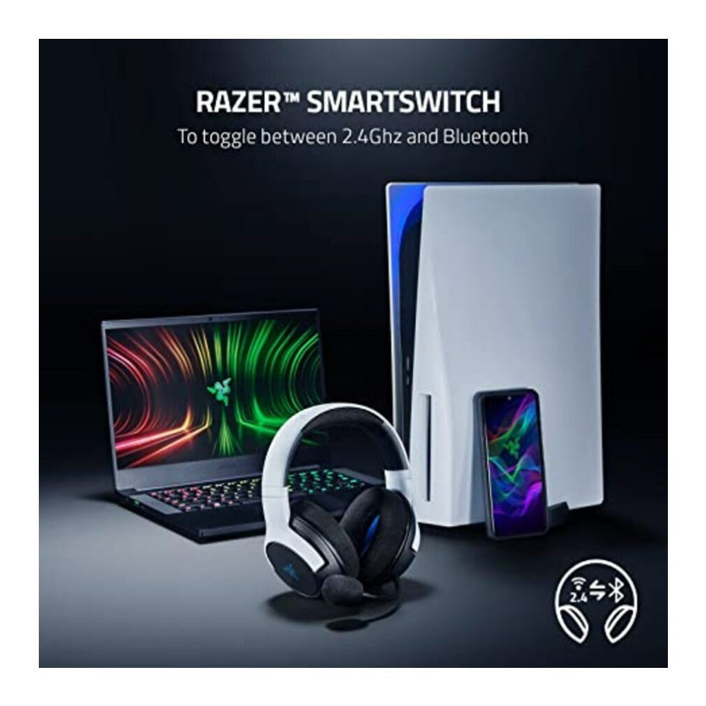 Razer Kaira Dual Wireless Razer SmartSwitch PS5 Gaming Headset for Playstation and PC (White)