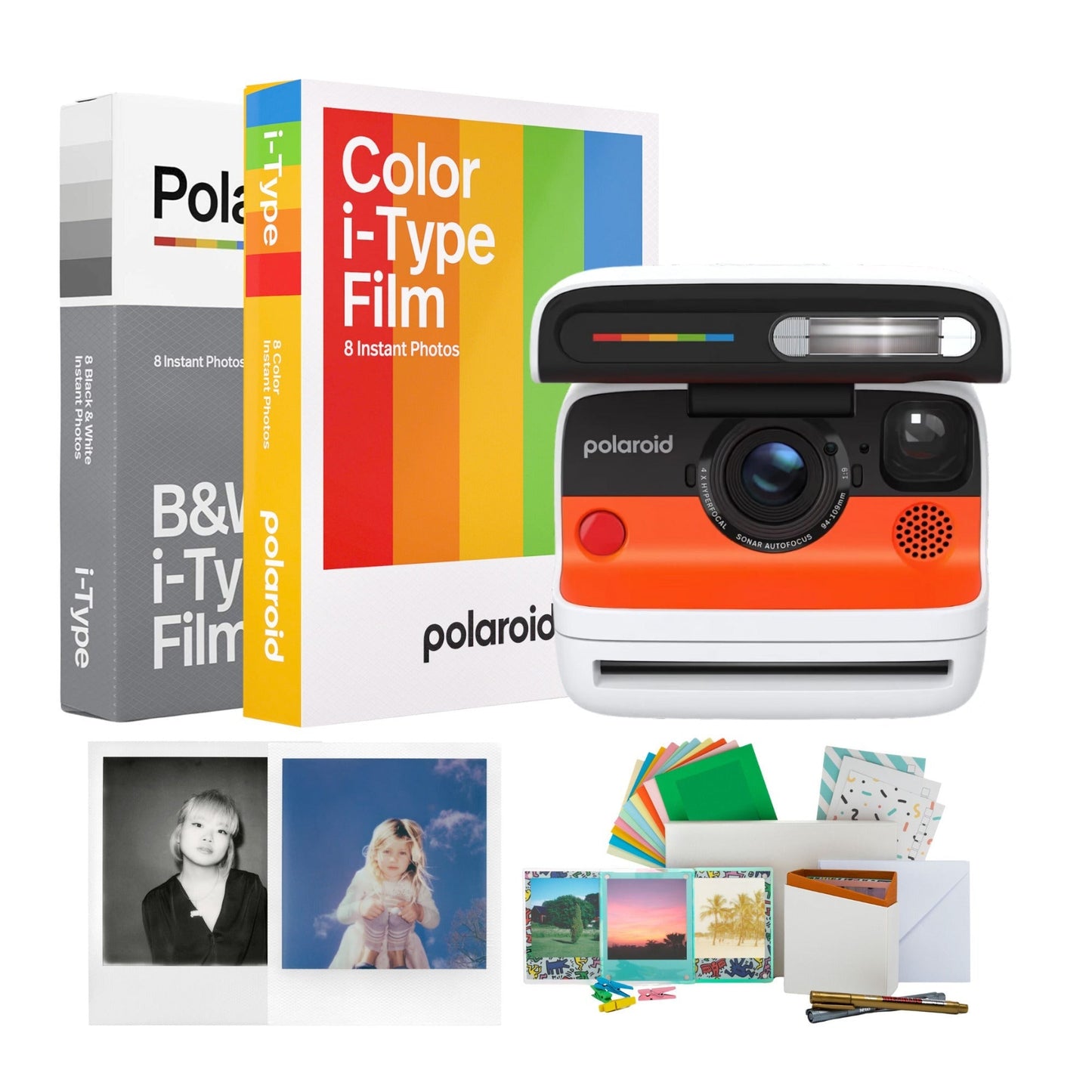 Polaroid Flip Instant Camera with Sonar Autofocus (White) with Film and Film Kit