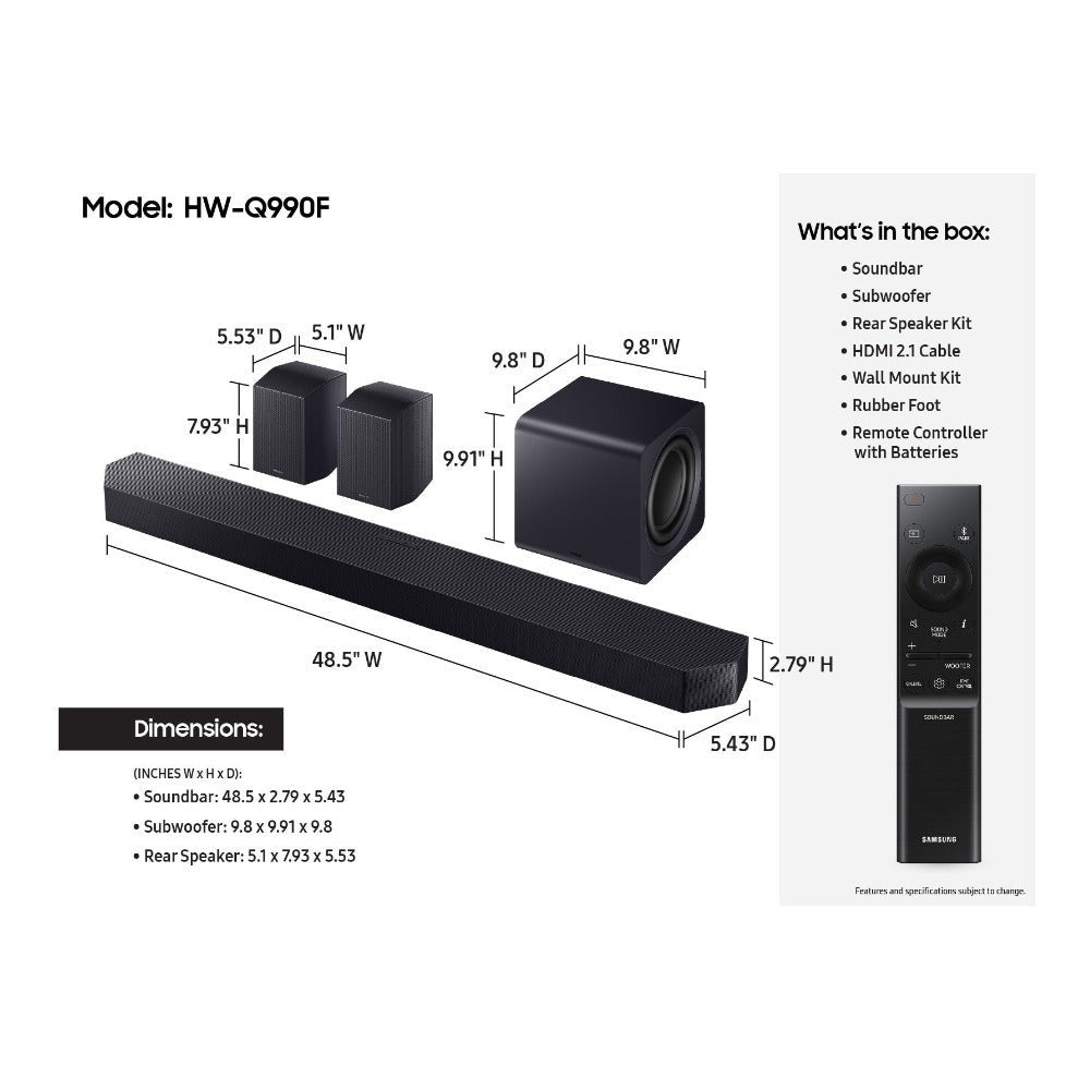 Samsung HW-Q990F Dolby Atmos Soundbar (11.1.4) (Used)