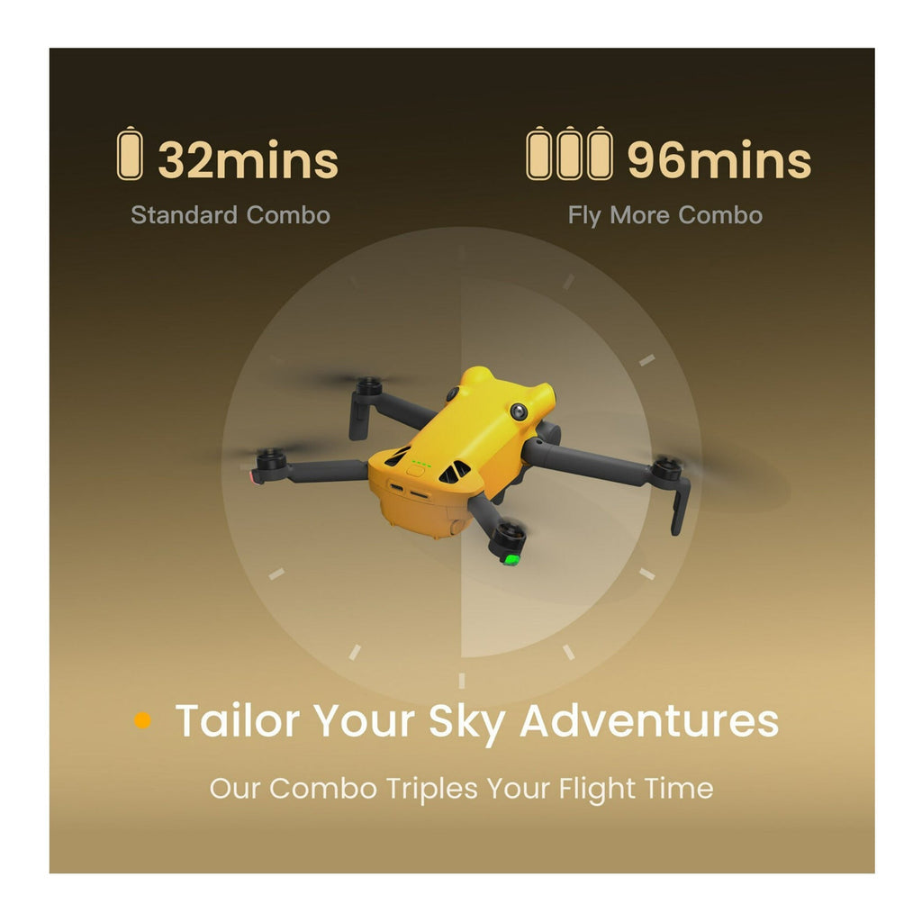 SKYROVER X1 Drone Fly More Combo - 4K/60fps HDR Camera, 48MP 3-Axis with Screen Controller (Yellow)
