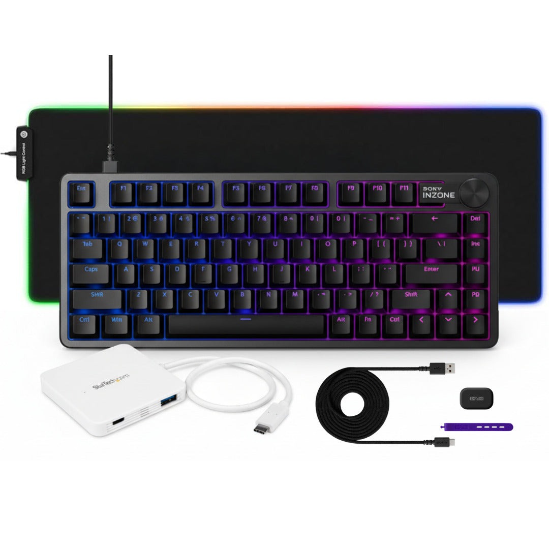 Sony INZONE 75-Percent Wired Aluminum 8K RGB Gaming Keyboard (Black) Bundle