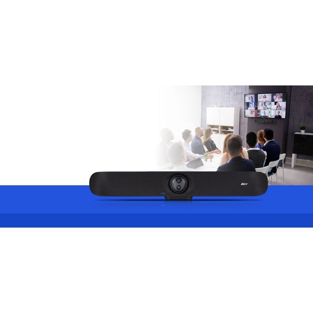 AVer VB350 Dual Lens Sleek Design 4K PTZ Conference Video Bar for Medium and Large Rooms (Black)
