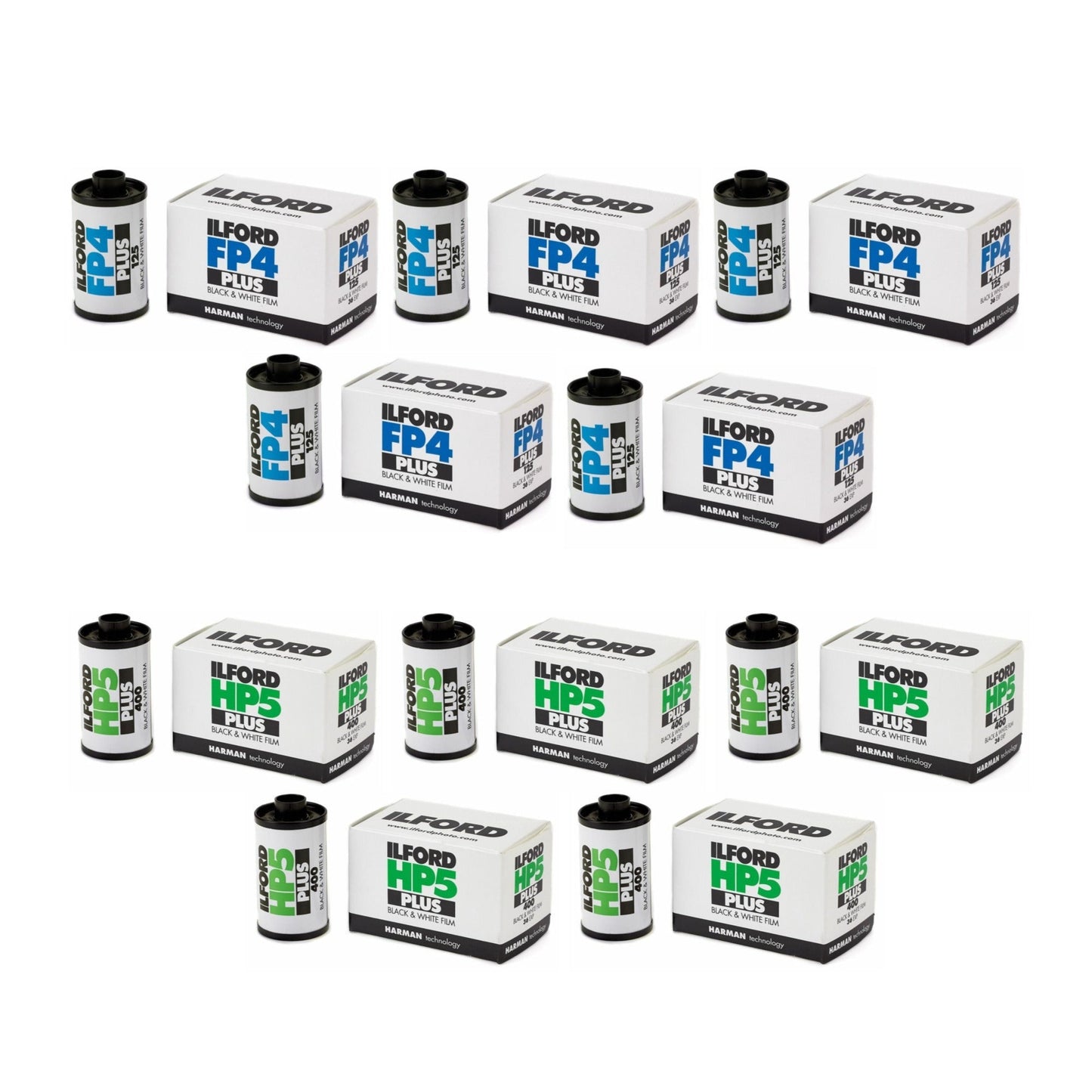 Ilford HP5 Plus ISO 400 Black and White 35mm 36 Exposures Roll Film (5-Pack) Bundle