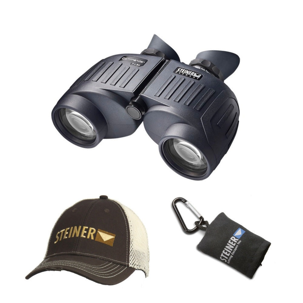 Steiner 7x50 Commander Binoculars with Cap and Microfiber Lens Cloth Pouch