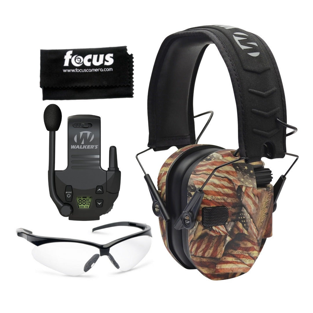 Walkers Razor Walkie Talkie Bundle with Ear Muffs and Accessories