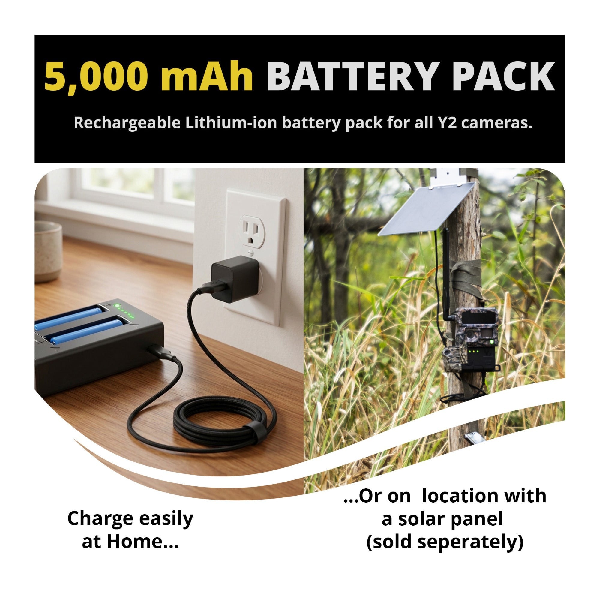 Yellowstone Y2 Black Wide Lens Bundle with Batteries, Solar Panels, and Accessories (4-Pack)