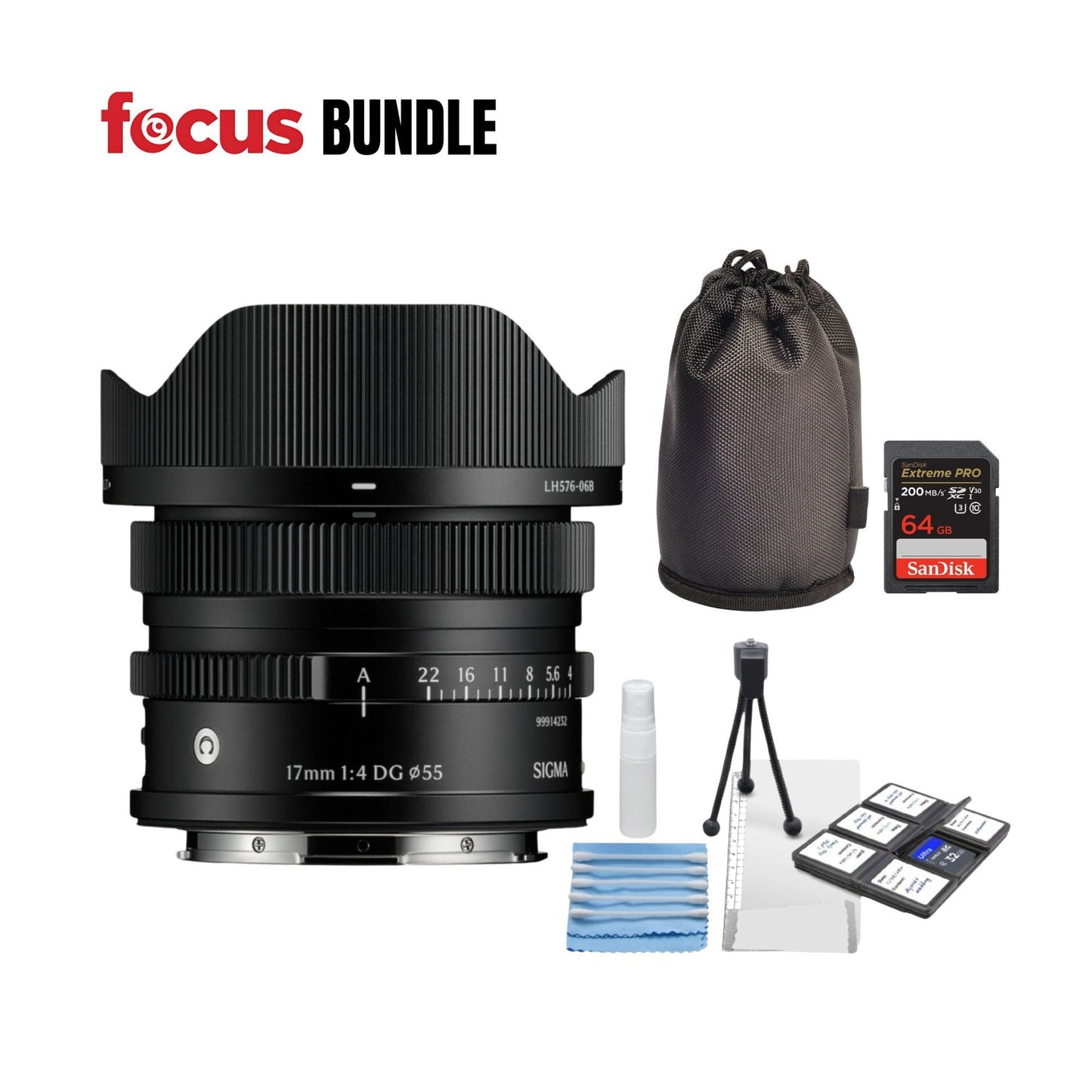 Sigma 17mm F4 DG Full-Frame (Black) Contemporary, L Mount and Accessories Bundle