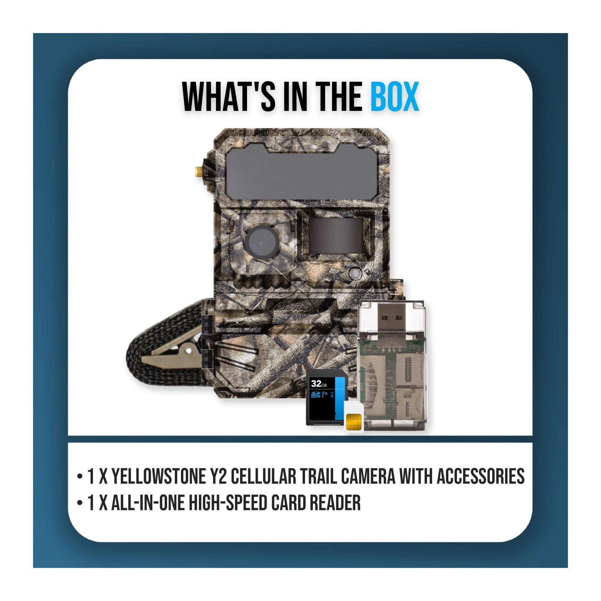 Yellowstone Y2 4G LTE Cellular Trail Camera Bundle with High-Speed Card Reader, and Accessories