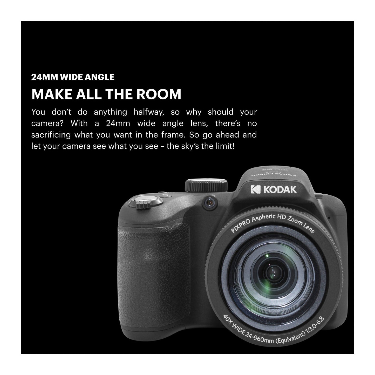 Kodak PIXPRO AZ405 16MP Astro Zoom Digital Camera (Black) Bundle with SD Card