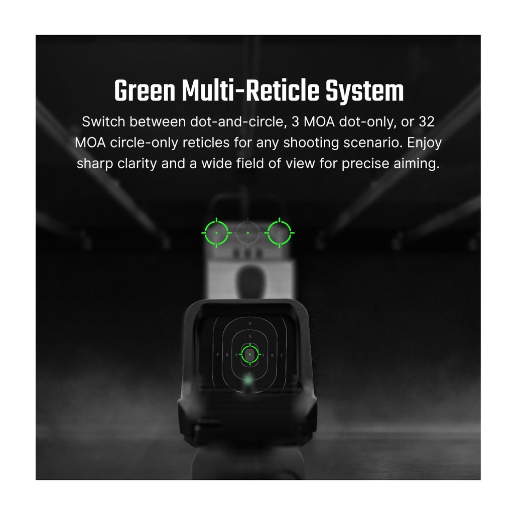 Osight C Multi-Reticle Green 3 MOA Dot & 32 MOA Circle Open Reflex Sight