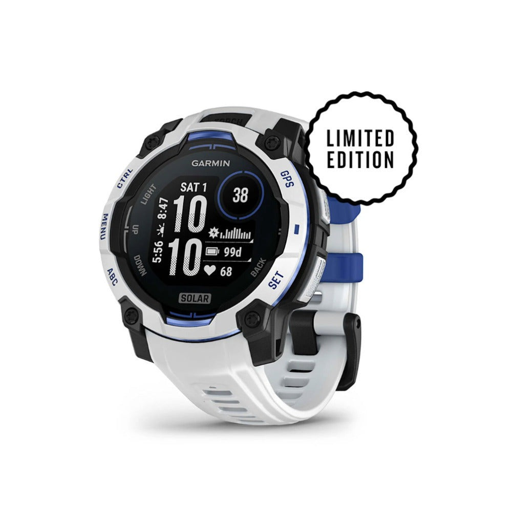 Garmin Instinct 3 GPS Smartwatch (Whitestone/Bolt Blue)