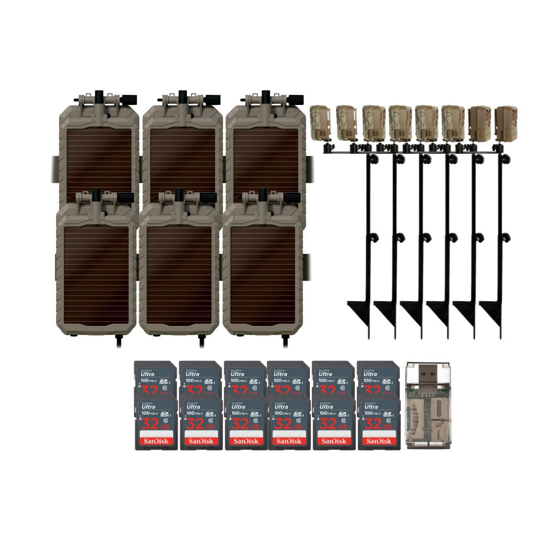 Muddy Dual Camera Ground Mount with Threaded Receiver (Black, 6-Pack) with Card Reader Bundle