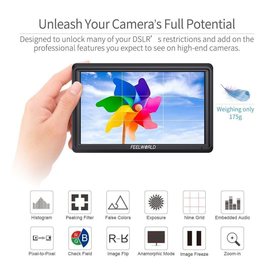 FeelWorld S55 V2 5.5-Inch Camera DSLR Field Monitor with 4K HDMI Input and Output Without Delay