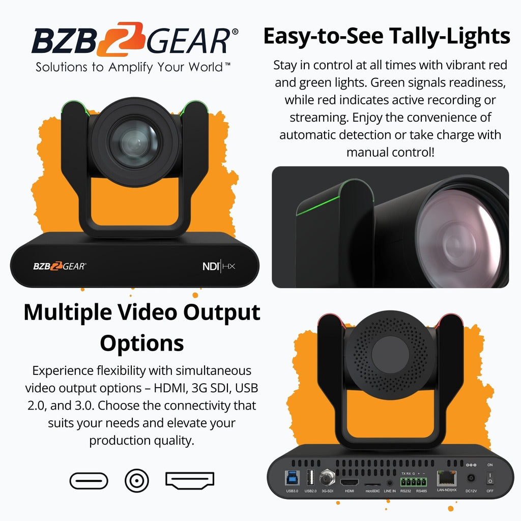 BZBGear 1080P 20x Zoom NDI 1TB PTZ Auto-Tracking and Live Streaming Camera (Black) Bundle