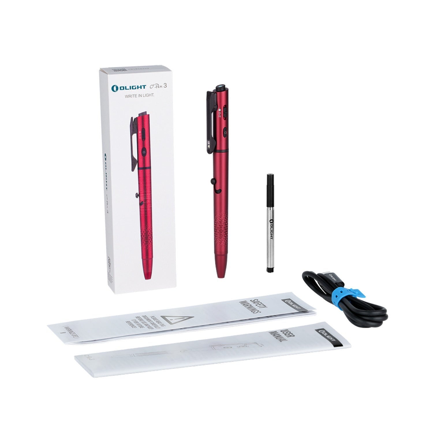 OLIGHT O'Pen 3 Multifunctional Pen Light with 120 Lumens (Wine Red)