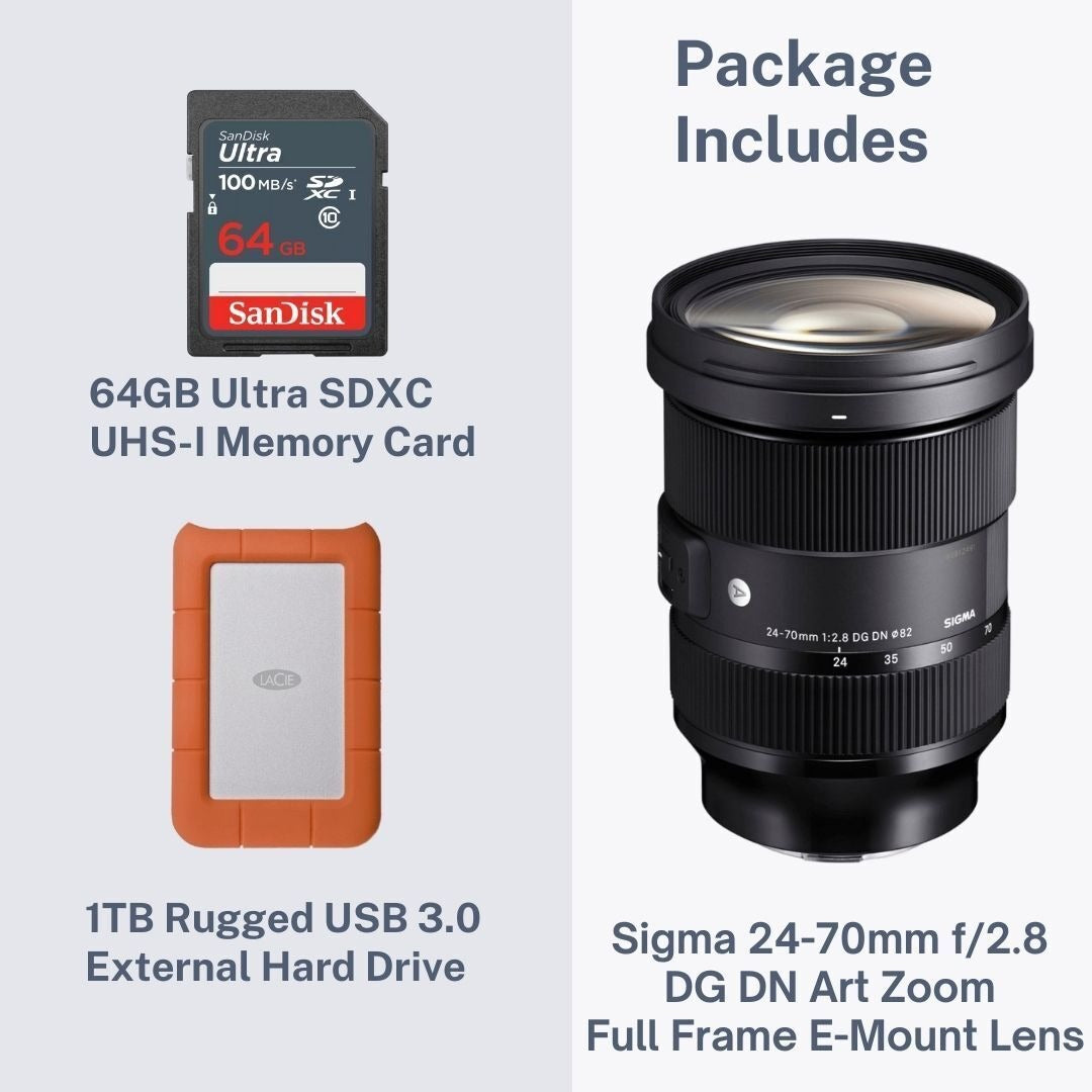 Sigma 24-70mm f/2.8 DG DN Lens for Sony E-Mount with Memory Bundle
