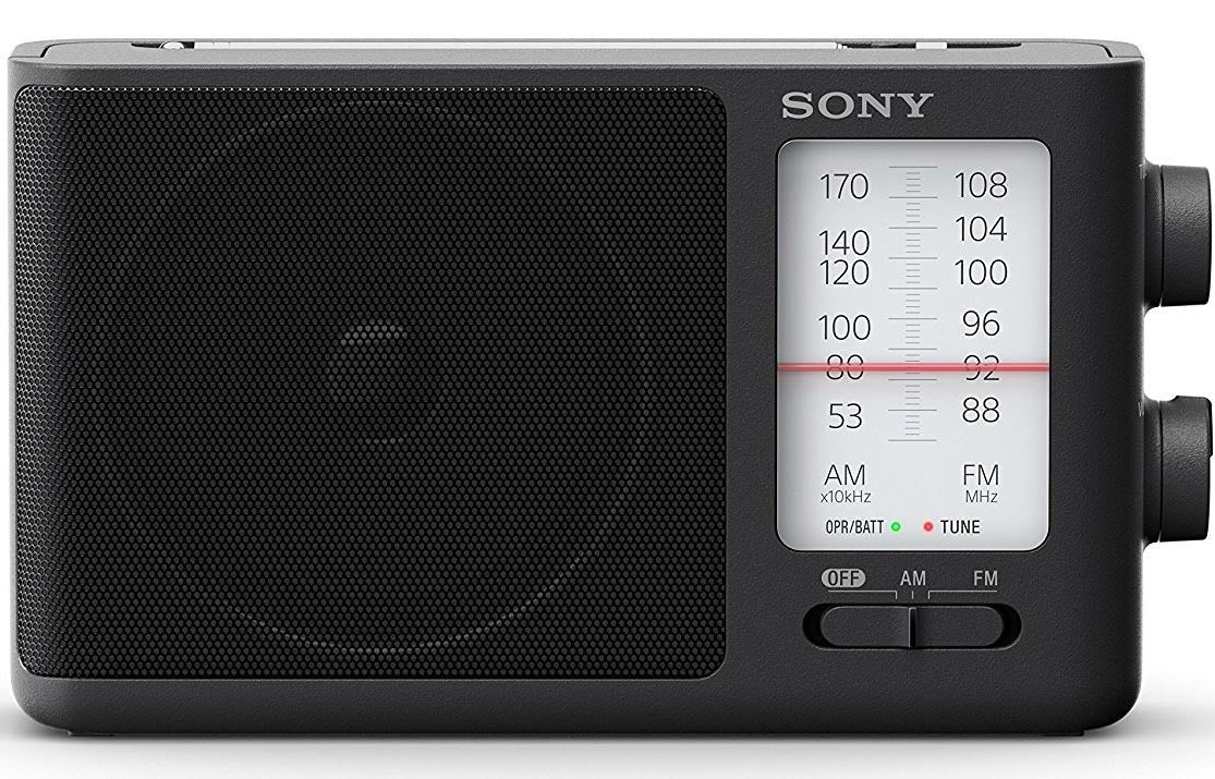 Sony ICF506 Portable Radio with Rechargeable AA Batteries and Charger Bundle