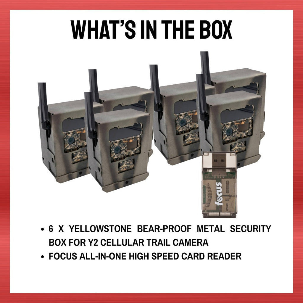 Yellowstone Metal Box for Y2 Cellular Trail Camera (6 Pack) with Card Reader
