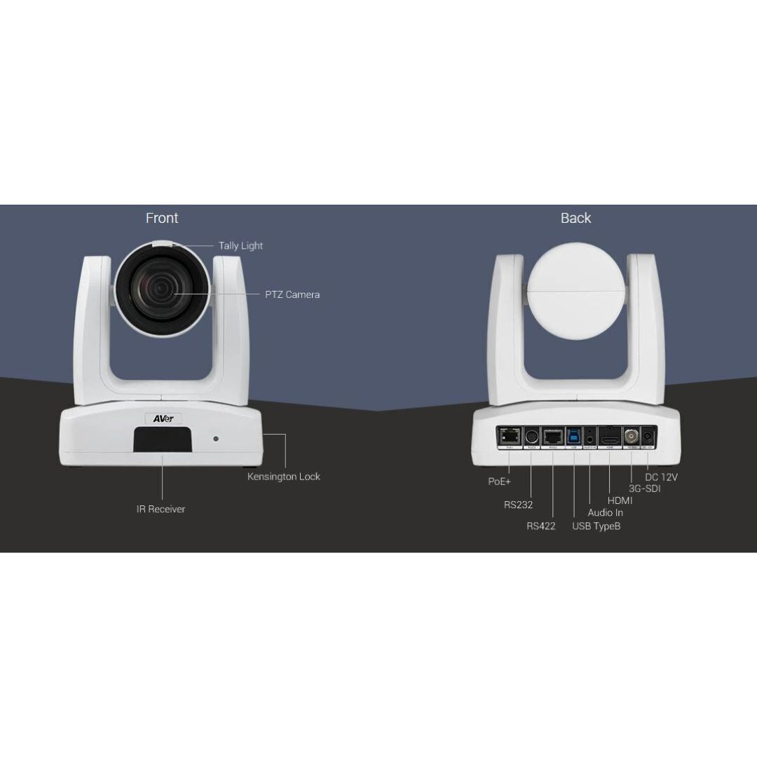 AVer PTZ211 HD AI PTZ Camera with NDI, Preset Zone Tracking, and 4 Multi-Stream Capability (White)