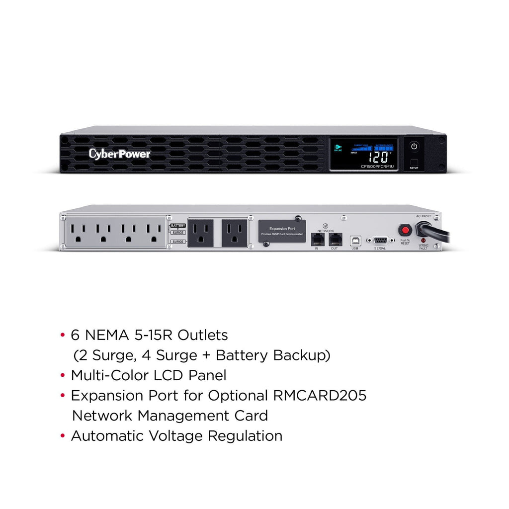 CyberPower CP1500PFCRM1U PFC Sinewave UPS Battery Backup and Surge Protector