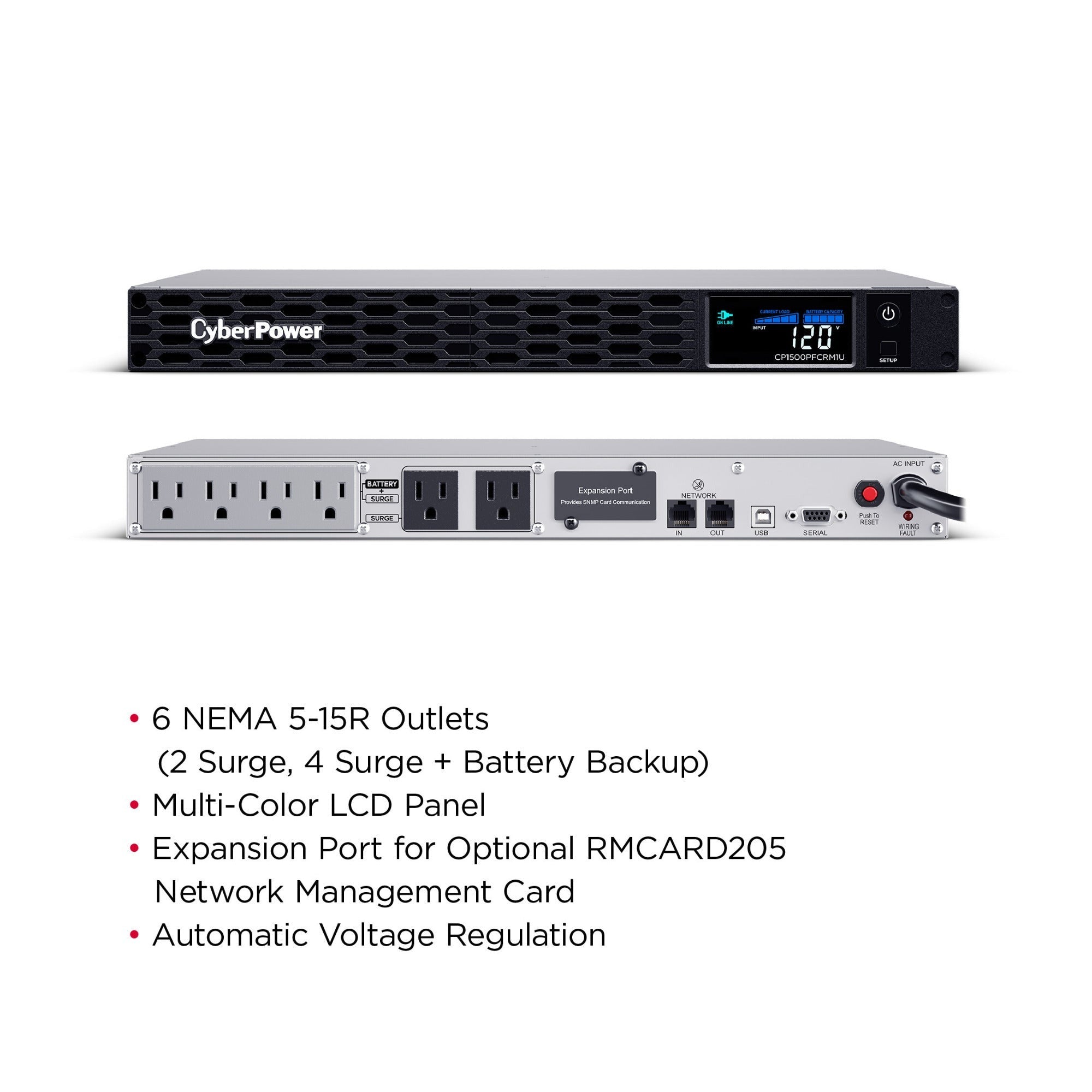 CyberPower CP1500PFCRM1U PFC Sinewave UPS Battery Backup and Surge Protector