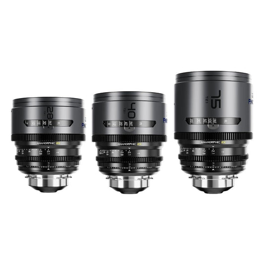 DZOFilm Pavo 2x Anamorphic T2.1 3-Lens Set with Blue Coating, PL or EF Mount (Space Gray and Black)