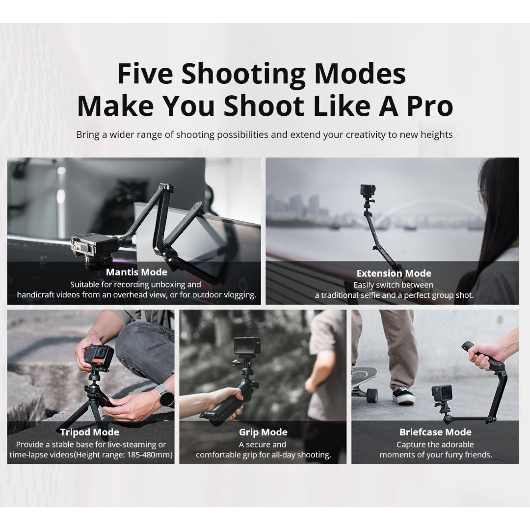 PGYTECH CapLock MantisPod Z with 360-Degree Rotation, Five Filming Modes, and Dual-Lock Design