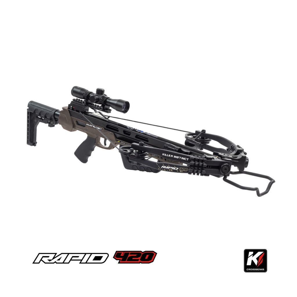 Killer Instinct Rapid 420 Crossbow Kit with Bolts, Crank and Broadheads Bundle