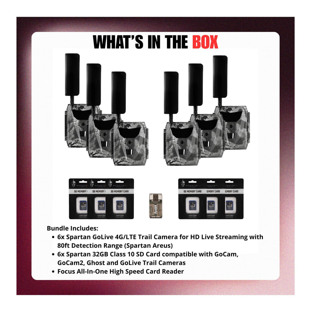Spartan GoLive 4G/LTE 1080p Trail Camera (Verizon, 6 Pack) Bundle