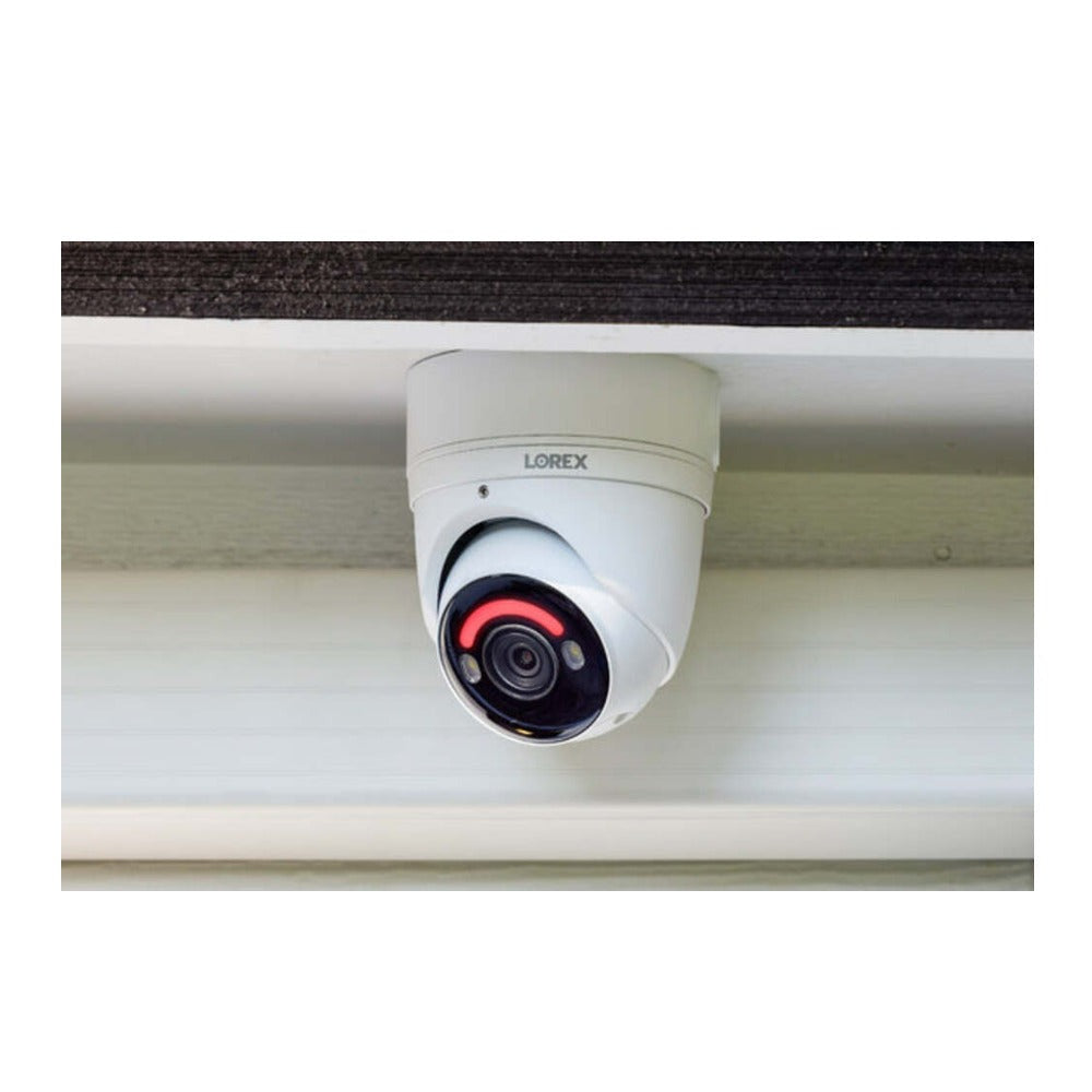 Lorex 4K Smart Security Lighting Deterrence Dome AI PoE IP Wired 8MP Two-Way Audio Camera (White)