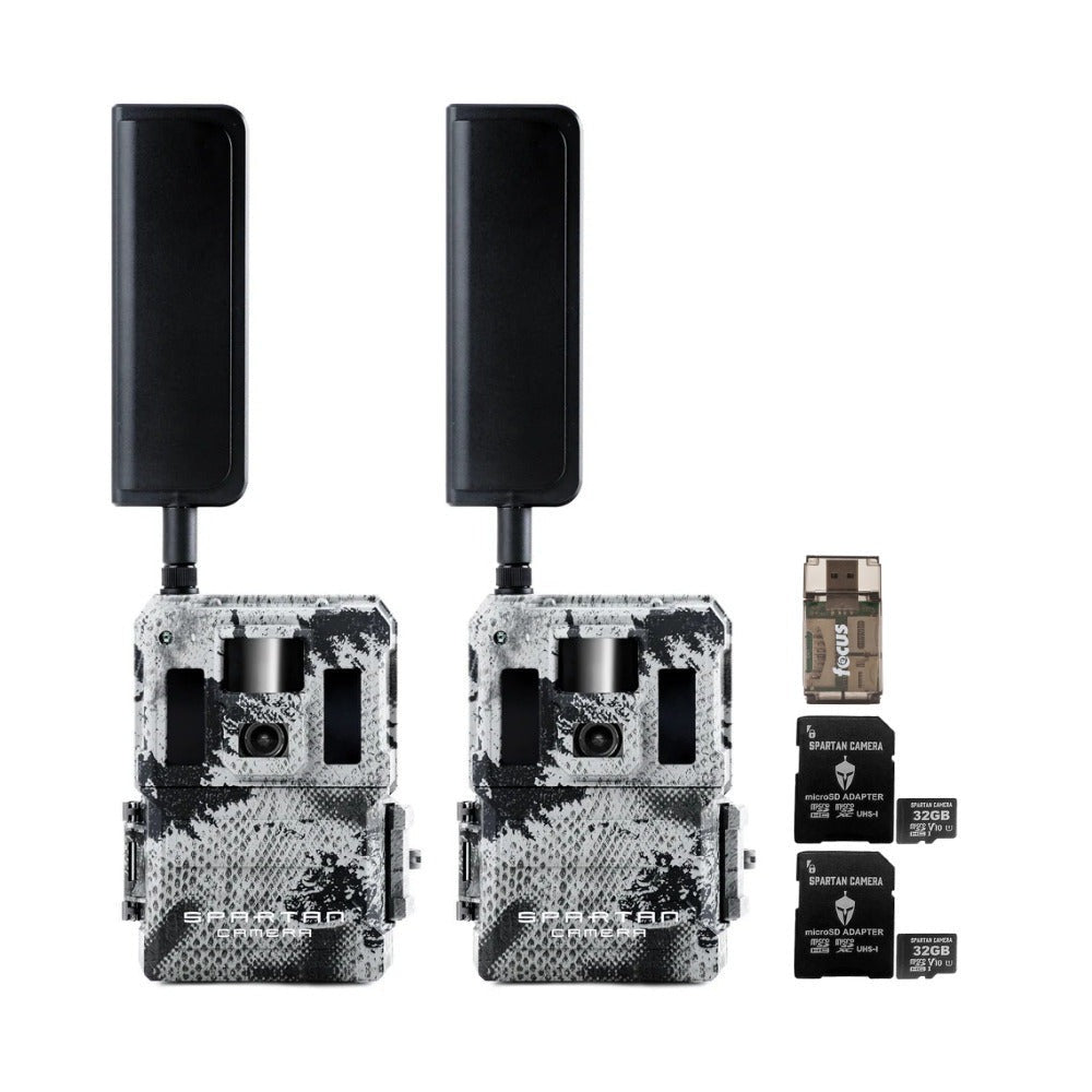 Spartan GoLive2 4G/LTE Trail Camera (2 Pack) with 32GB Memory Card & Card Reader