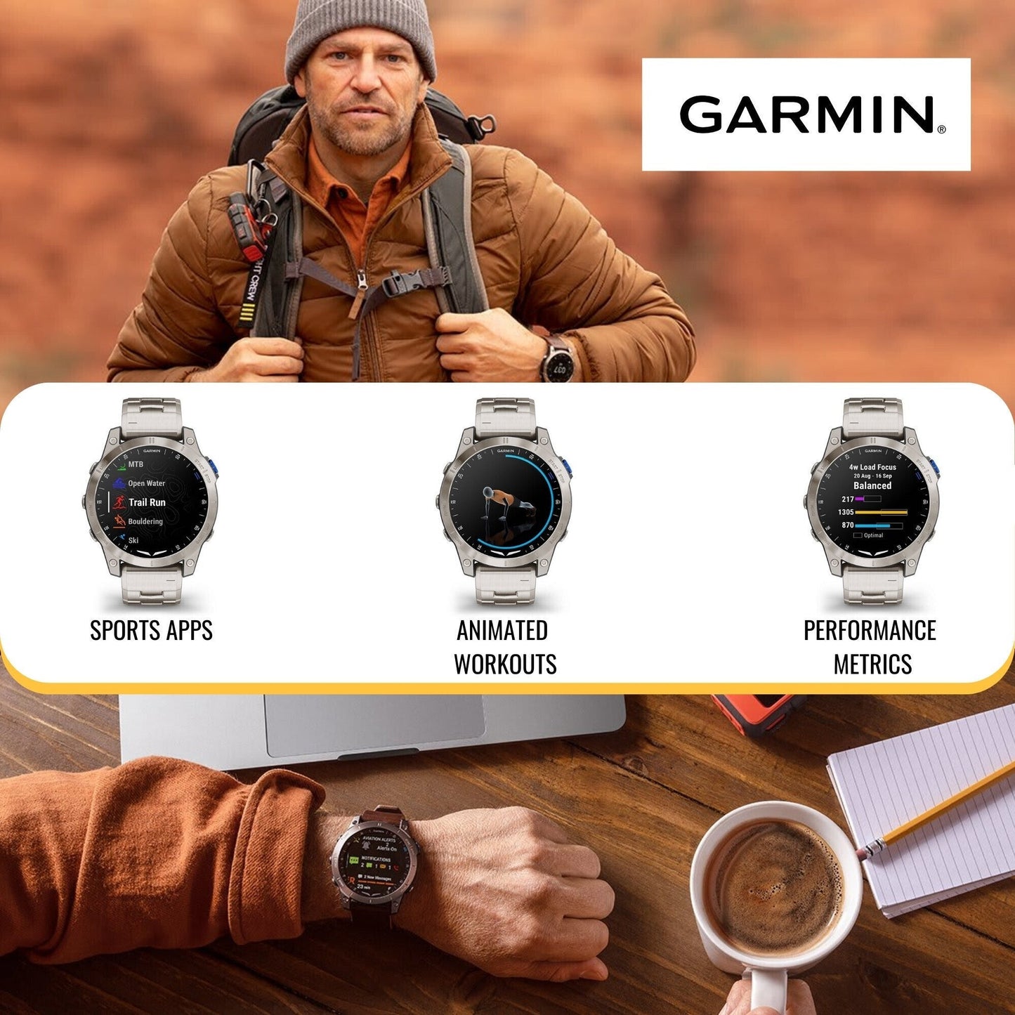 Garmin D2 Mach 1 Smartwatch with Vented Titanium Bracelet with Charger Stand and USB Cable Bundle