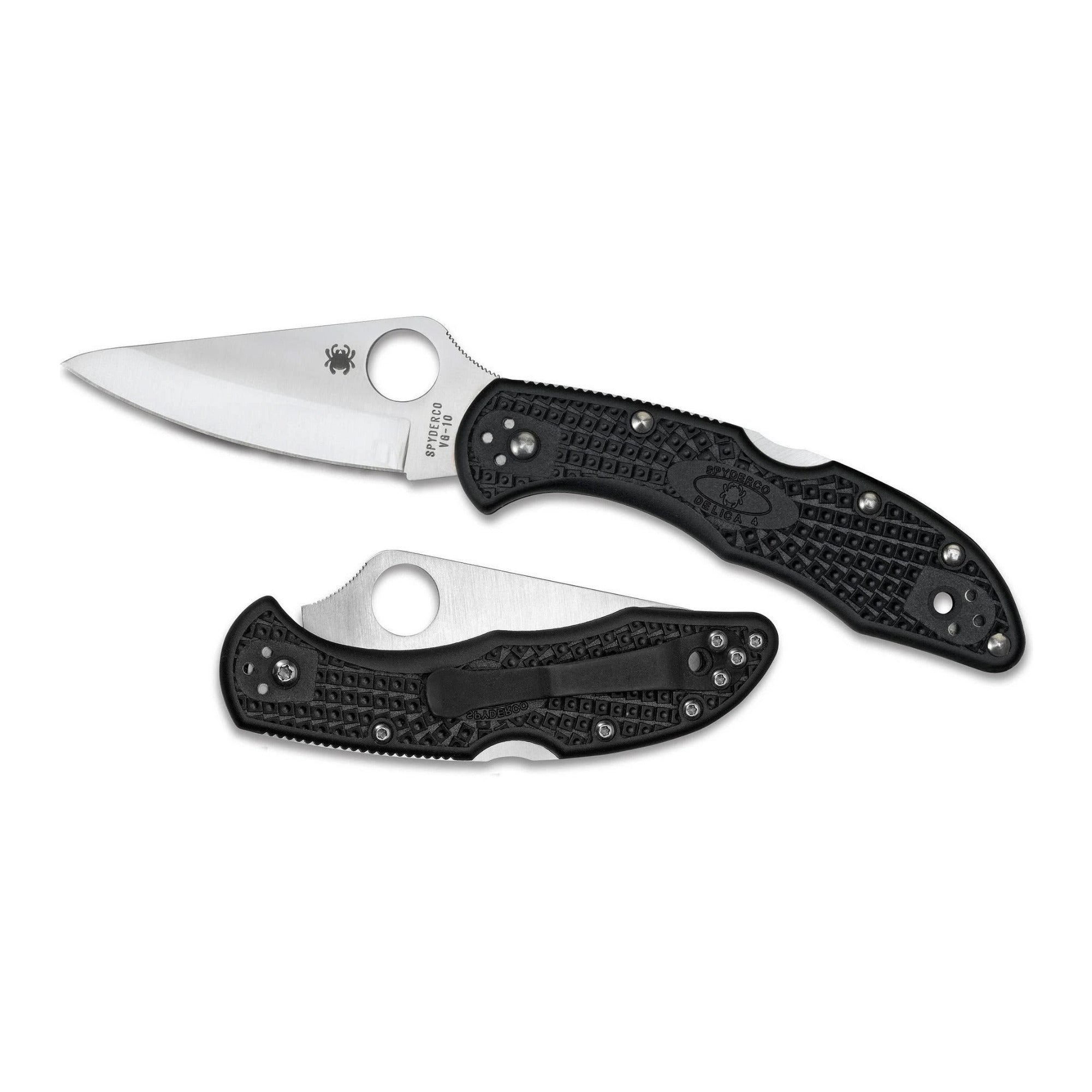 Spyderco Delica 4 7.125-Inch VG-10 Stainless Steel Saber-Ground Blade FRN Folding Knife (Black)
