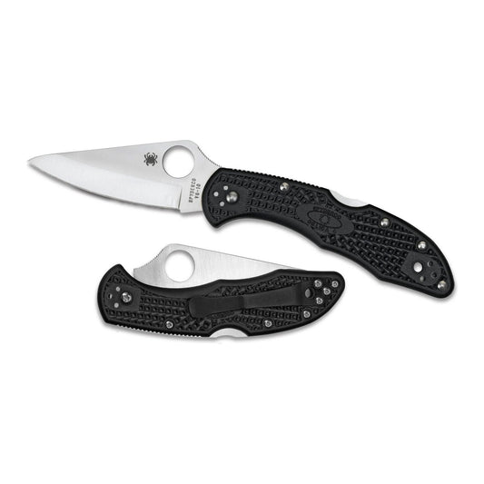 Spyderco Delica 4 7.125-Inch VG-10 Stainless Steel Saber-Ground Blade FRN Folding Knife (Black)