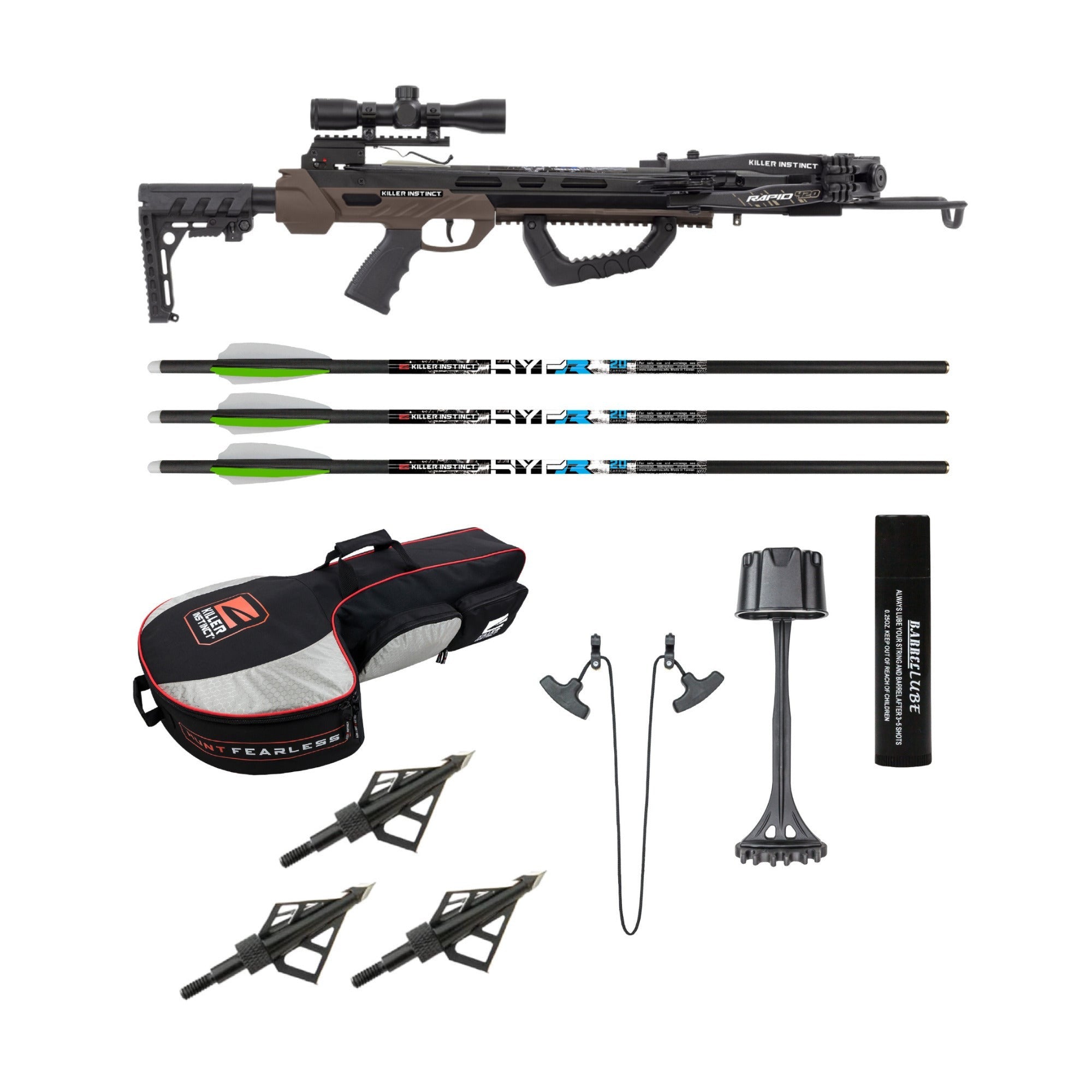 Killer Instinct Rapid 420 Crossbow Kit with Case and Broadheads Bundle